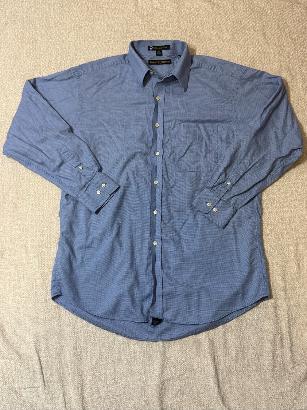 Vintage Tommy Hilfiger TLC Shirt 15.5 32/33 Blue Check Preppy Old Money
